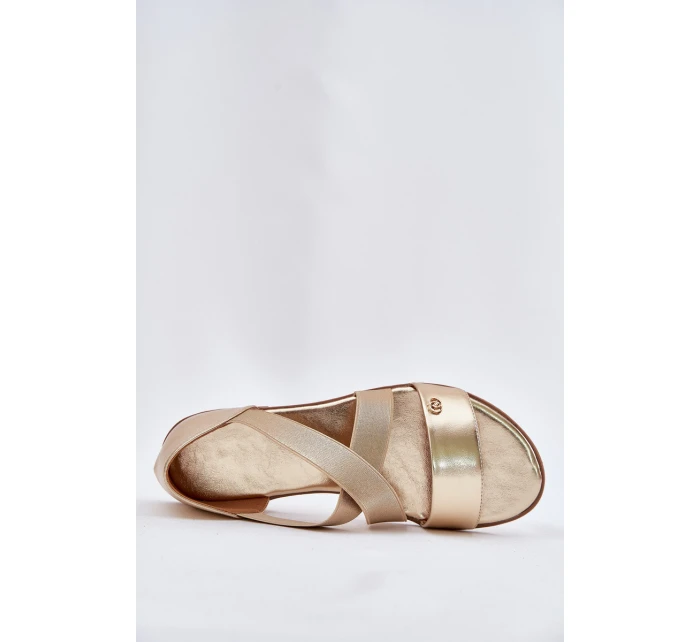 Dámské ploché sandály s elastickými pásky zlaté Marinea Dámské ploché sandály s elastickými pásky zlaté Marinea