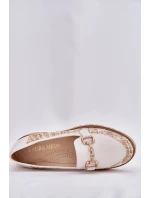 Dámské kožené mokasíny se zlatým detailem Laura Messi – světle béžové