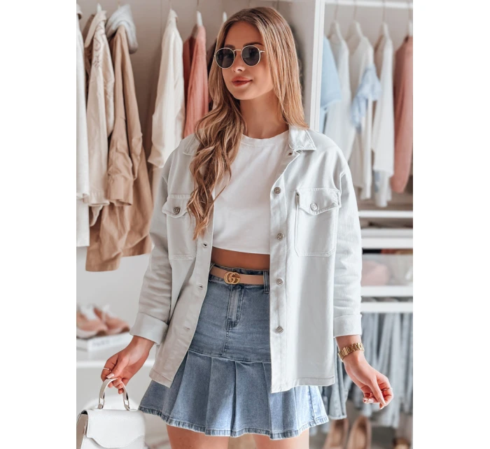 Dámské oversize košilové sako OVERBOR světle šedé FashionStreet TY4890