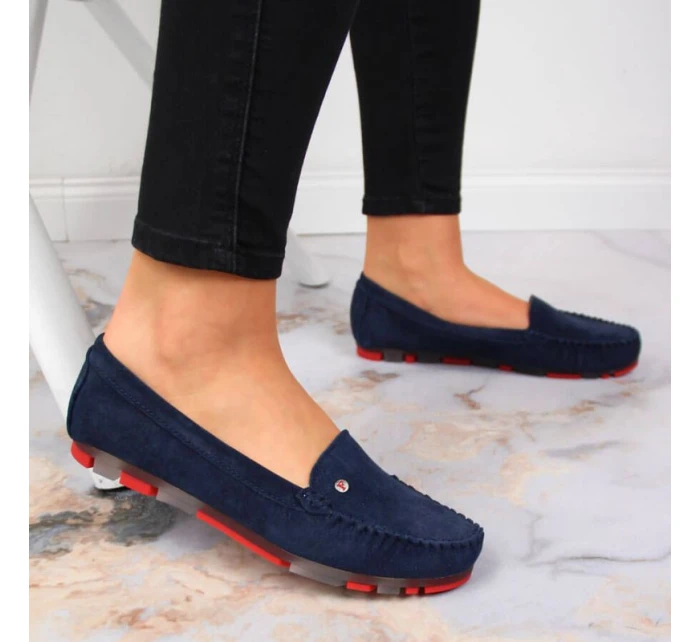 Semišové kožené mokasíny Filippo W PAW201D navy blue