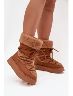 Dámské Sněhule S Kožíškem A Šněrováním Na Platformě Camel model 21705604 - Boto