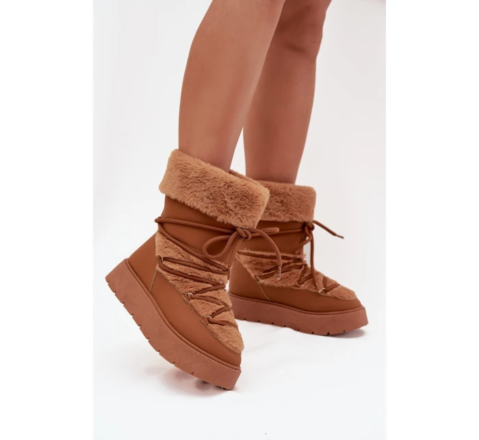 Dámské Sněhule S Kožíškem A Šněrováním Na Platformě Camel model 21705604 - Boto Dámské Sněhule S Kožíškem A Šněrováním Na Platformě Camel model 21705604 - Boto