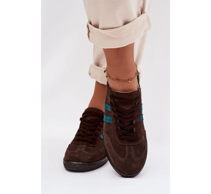 model 21935189 Semišové Nízké Dámské Tenisky Čokoládové - Zazoo