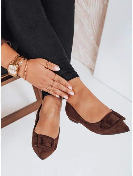 Dámské semišové hnědé baleríny Dstreet model 21992104 - FashionStreet