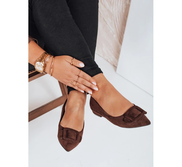 Dámské semišové hnědé baleríny Dstreet model 21992104 - FashionStreet