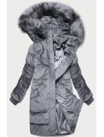 Šedá dámská zimní bunda s kapucí model 21773185 - Libland