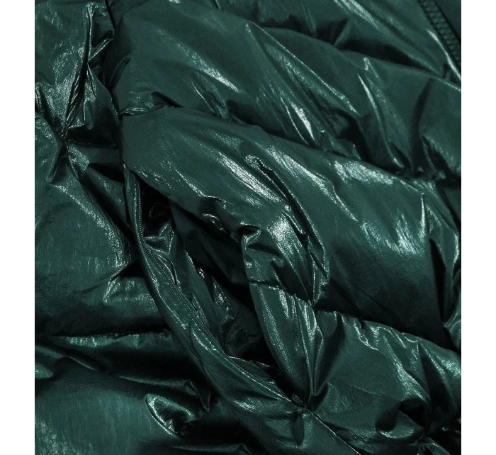 Zelená krátká dámská oversize bunda se širokými rukávy (j9-016)