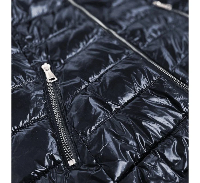 Tmavě modrá dámská vesta s kontrastní podšívkou (B9549)