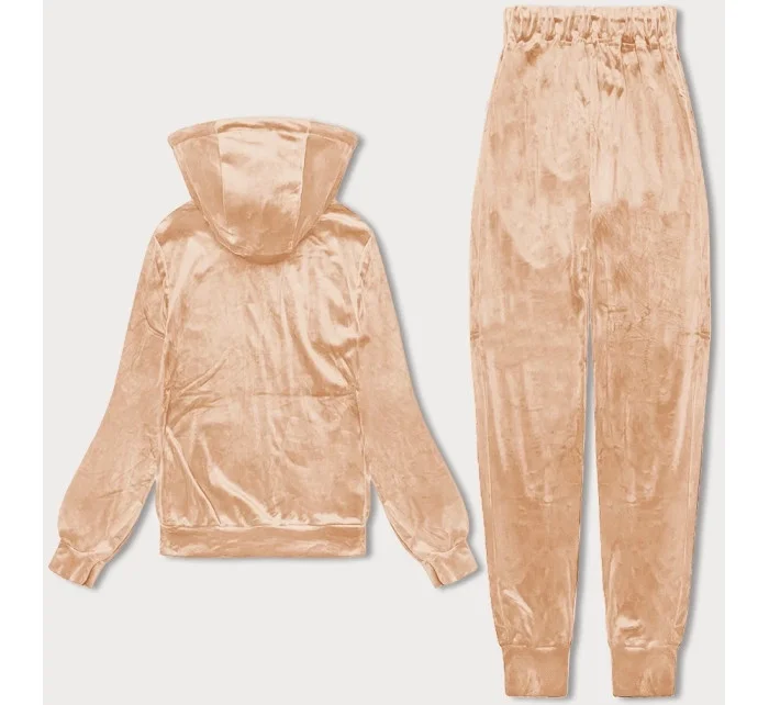 Dámská velurová souprava v barvě nude s rozepínací mikinou (8C1176-160) Dámská velurová souprava v barvě nude s rozepínací mikinou (8C1176-160)