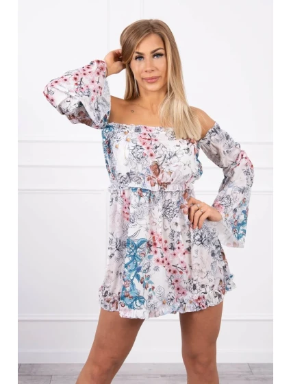 Květinové šaty v barvě ecru Květinové šaty v barvě ecru