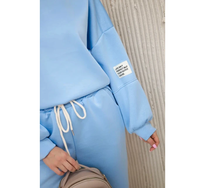 Komplet teplákové + kalhoty máslová látka modrý