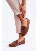 Semišové mokasíny se zdobením hnědé model 21596294 - Boto