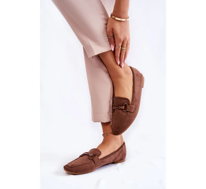Semišové mokasíny se zdobením hnědé model 21596294 - Boto