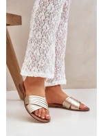 Kožené dámské pantofle Lewski Shoes model 21682360 zlaté - Boto Kožené dámské pantofle Lewski Shoes model 21682360 zlaté - Boto