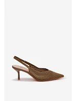 Dámské sandály z síťovaného materiálu na jehle Zelená Emiliana Dámské sandály z síťovaného materiálu na jehle Zelená Emiliana