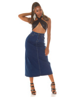 Sexy Highwaist Maxi Denim Skirt with Slit
