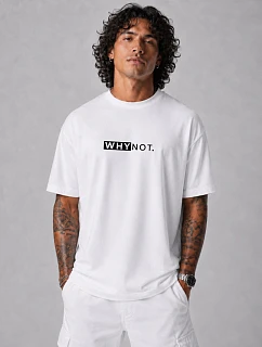 Pánské bavlněné tričko oversize s potiskem bílé FashionStreet NX1042R