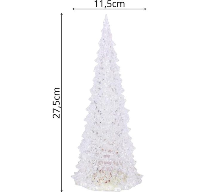 DEKORATIVNÍ VÁNOČNÍ STROMEK TRANSPARENTNÍ LED TEPLÁ BÍLÁ 27CM