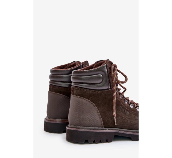 Semišové Zateplené Boty Trapery Pánské Big Star model 21669658 Hnědé - Big Star Shoes Semišové Zateplené Boty Trapery Pánské Big Star model 21669658 Hnědé - Big Star Shoes