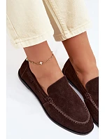 Dámské mokasiny z pravé semišové kůže Big Star TT274208 Čokoládové Dámské mokasiny z pravé semišové kůže Big Star TT274208 Čokoládové