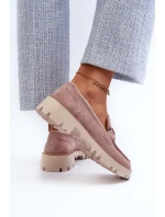 Semišové dámské mokasíny s ozdobou D&A Pink Semišové dámské mokasíny s ozdobou D&A Pink