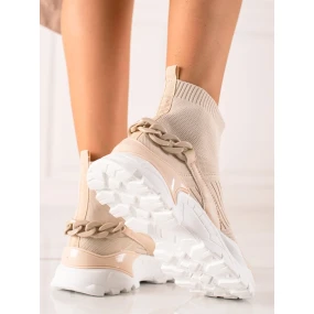 Zajímavé  tenisky dámské hnědé bez podpatku