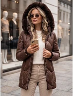 Dámská zimní prošívaná bunda LOVEINSIDE s kožešinou, hnědá, FashionStreet TY5052 Dámská zimní prošívaná bunda LOVEINSIDE s kožešinou, hnědá, FashionStreet TY5052