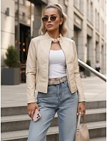 Dámská kožená bunda béžová FashionStreet TY5652