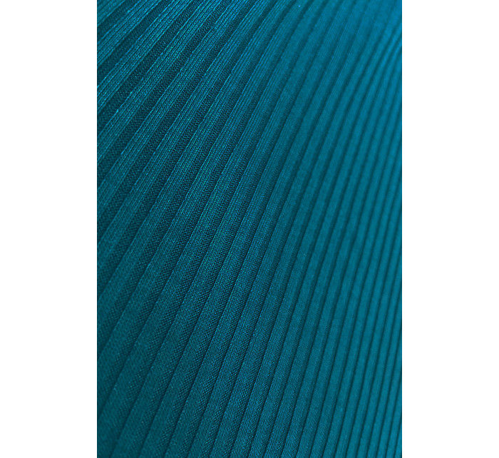 LARA - Dámské žebrované šaty v mořské barvě se stahovacími lemy na rukávech 399-1