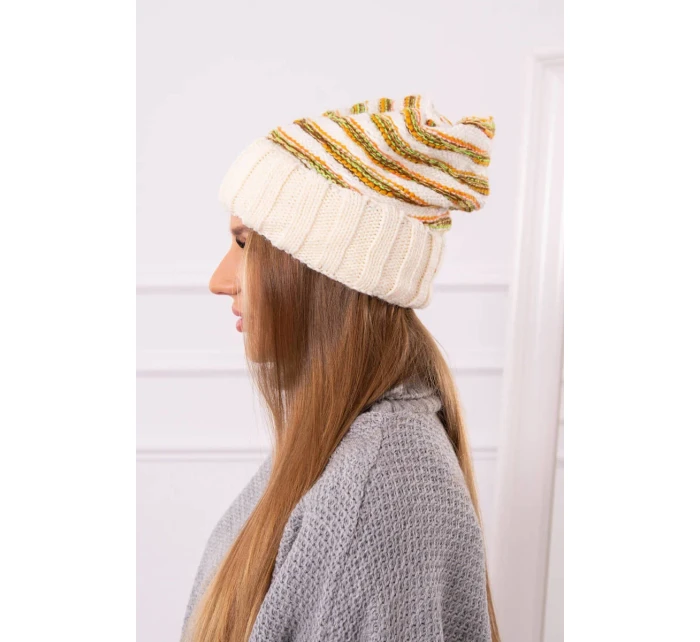 Dámská čepice Feba K330 ecru+green neon Dámská čepice Feba K330 ecru+green neon