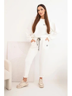 Dámský komplet z viskózy s mikinou a kalhotami ecru masełkowy