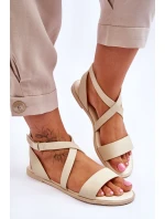 Kožené kotníkové sandály Big Star model 21618066 Béžová - Big Star Shoes Kožené kotníkové sandály Big Star model 21618066 Béžová - Big Star Shoes