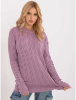 Sweter AT SW model 20463669 fioletowy - FPrice Sweter AT SW model 20463669 fioletowy - FPrice