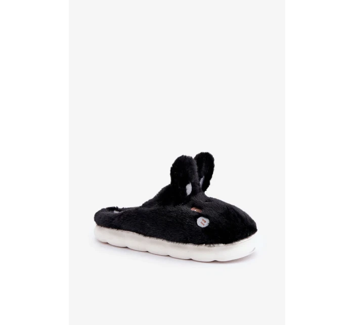 Futrzane Pantofle S Motivem Králíčka Černé Natasha Futrzane Pantofle S Motivem Králíčka Černé Natasha