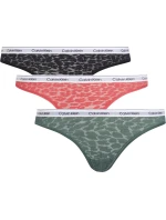 Dámské kalhotky BIKINI 3PK 000QD5069E GP6 černé/zelené/růžové - Calvin Klein