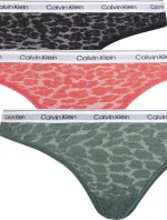 Dámské kalhotky BIKINI 3PK 000QD5069E GP6 černé/zelené/růžové - Calvin Klein