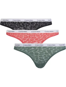 Dámské kalhotky BIKINI 3PK 000QD5069E GP6 černé/zelené/růžové - Calvin Klein