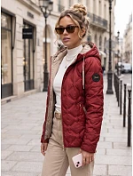Kurtka damska przejściowa pikowana z kapturem bordowa model 22350614 - FashionStreet