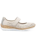 Dámská pohodlná prolamovaná obuv Rieker N4299-60 na suchý zip v béžové barvě