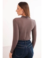 Dámská blůza z kašmíru s rolákem a dlouhým rukávem mocca