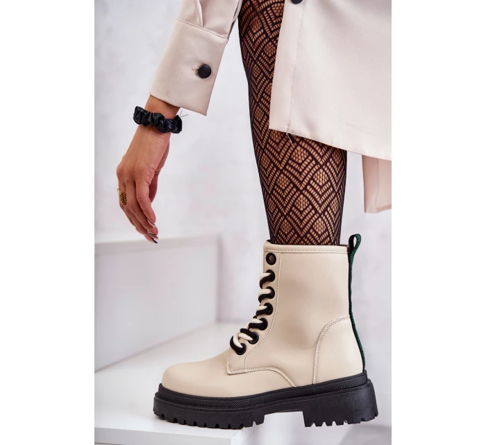 Dámské kožené boty Workers Světle béžové Denila