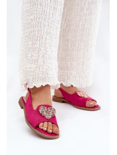 Dámské sandály s ozdobným srdcem S.Barski KV27-018 Fuchsie