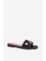 Dámské Pantofle Na Plochém Podpatku S Mašlí Černé Sallariela Dámské Pantofle Na Plochém Podpatku S Mašlí Černé Sallariela