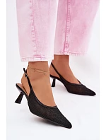 Síťové Sandály na Tenko Podpatku Černé Calora Síťové Sandály na Tenko Podpatku Černé Calora