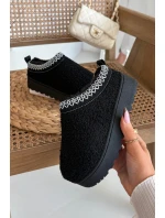 Dětské/módní sněhule s kožíškem typu beránek Selathiel – černé Dětské/módní sněhule s kožíškem typu beránek Selathiel – černé