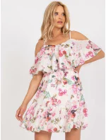 Dámské šaty TW SK BI 1100.45 světle béžová s květy - FPrice Dámské šaty TW SK BI 1100.45 světle béžová s květy - FPrice