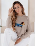 Dámský svetr s aplikací psa CHICPAWS béžový FashionStreet MY2543