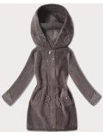 bunda typu alpaka v čokoládové barvě s kapucí model 21482441 - MHM