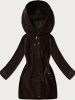 Čokoládová bunda z alpaky s kapucí (W214#)