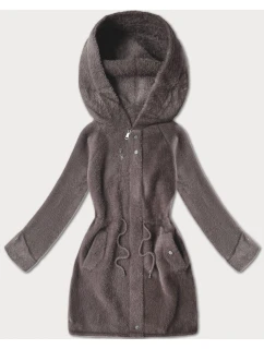 bunda typu alpaka v čokoládové barvě s kapucí model 21482441 - MHM